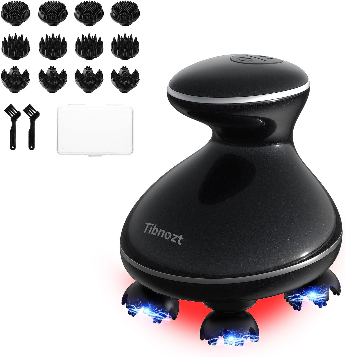 EMS ヘッドスパ 電動頭皮ブラシ IPX7防水 3D振動 広範囲赤色LED 頭皮エステ スカルプケア フェイスケア 美容家電 収納ケース付き コードレス 小型化 静音 お風呂 乾湿両用 全身適用 ク