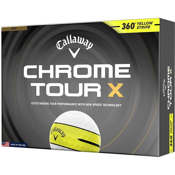 日本正規品 CHROME TOUR X (クロムツアーエックス) ボール 2026年モデル イエロー360ストライプ ダース