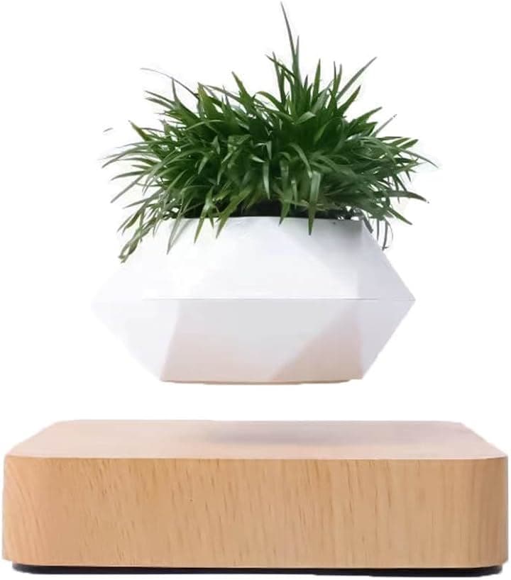 宙に浮く盆栽 プランター 観葉植物 磁気浮上 鉢植え 装飾 ウッド 木目 インテリア( オーク, 小)