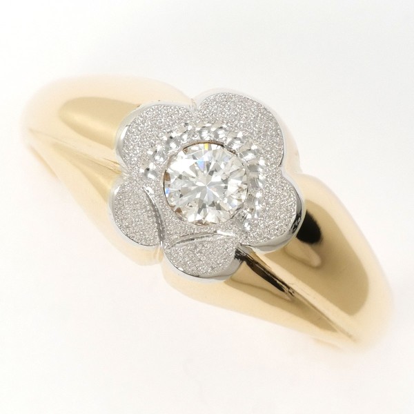 K18 18金 YGWG リング 19号 ダイヤ 0.231 SI2 鑑定書 ジュエリー 中古