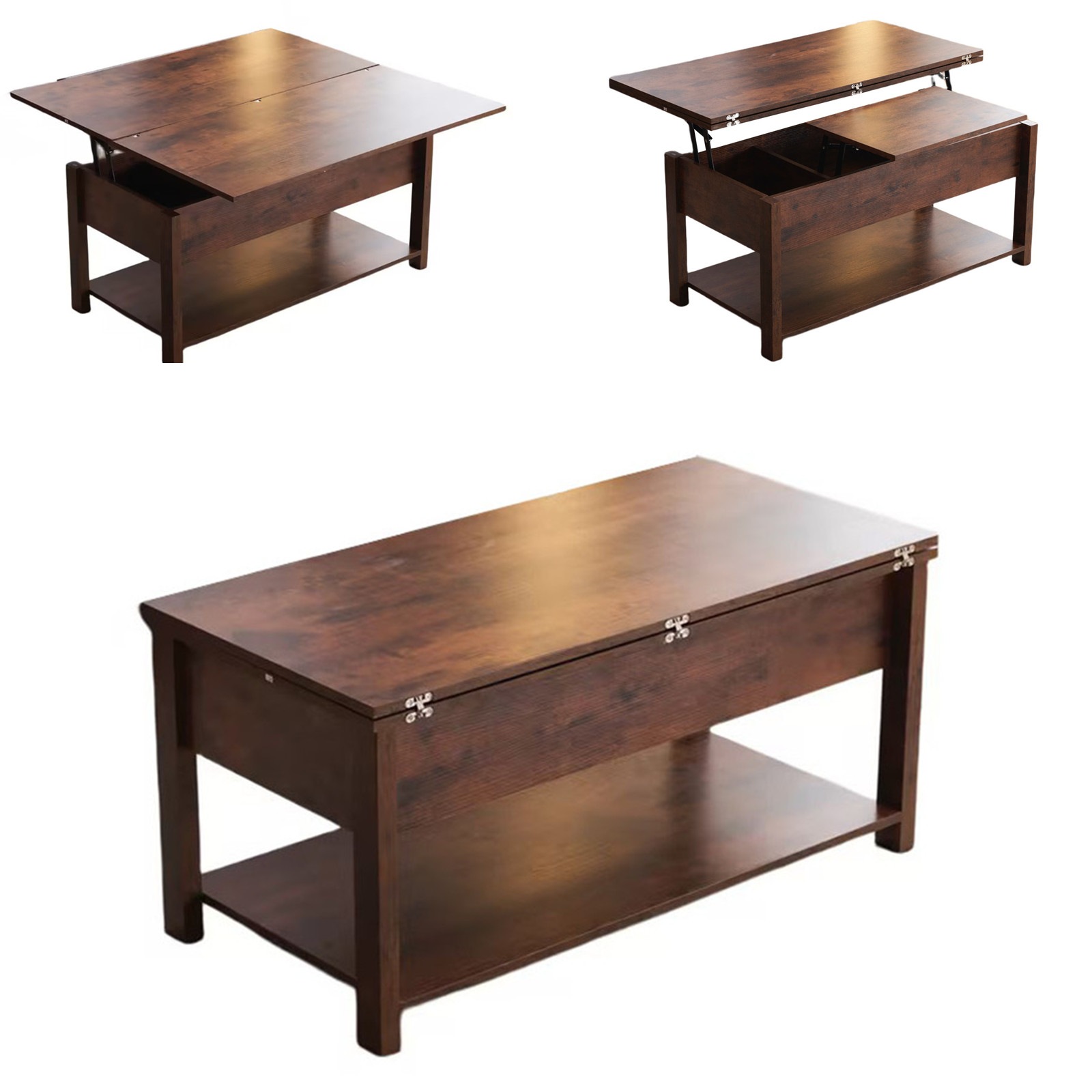 【日本国内出荷-3日で配達】韓国版 ファッション 実用のローテーブル 収納付き センターテーブル 天板昇降式 天板2倍展開可能 大容量 簡単開閉 昇降式 収納テーブル おしゃ DJYC106