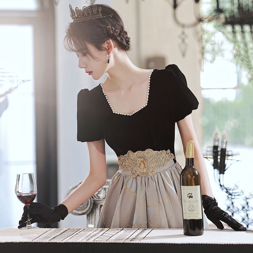 【2枚購入で 3oo円OFF！】バンケットドレス2025イギリススタイルのバースデードレス気質小さいドレス秋