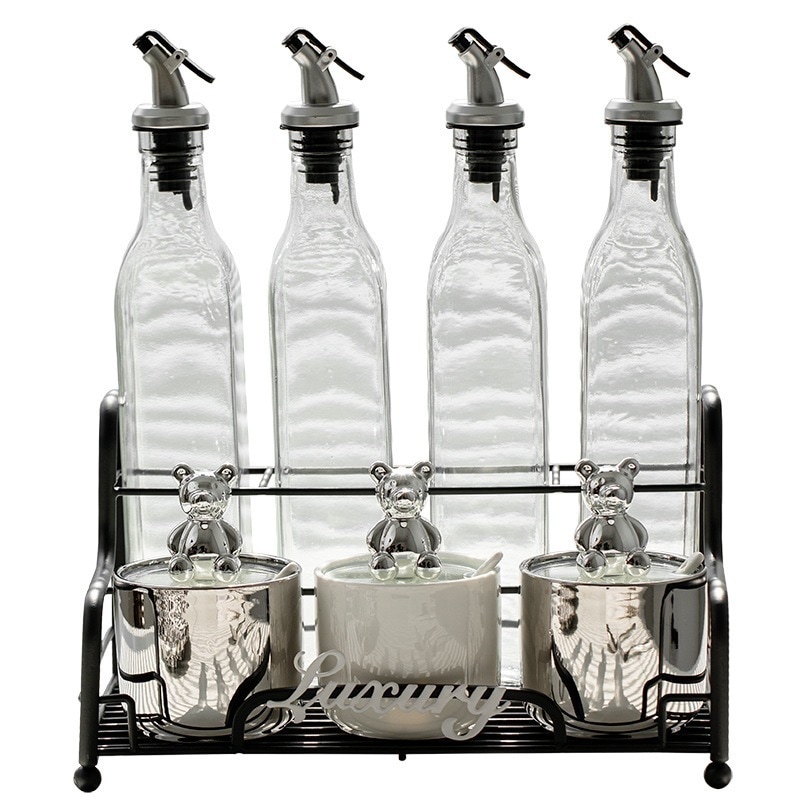 調味料ケース家庭用キッチン塩調味料缶収納ケースネット赤油塩渍け酢調味料缶調味料ボトルセット