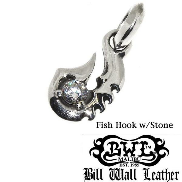 在庫あり即納 ビルウォールレザー メンズ シルバー ネックレス ペンダントトップ チャーム BWL Bill Wall Leather Fish Hook w/Stone C335 レディース