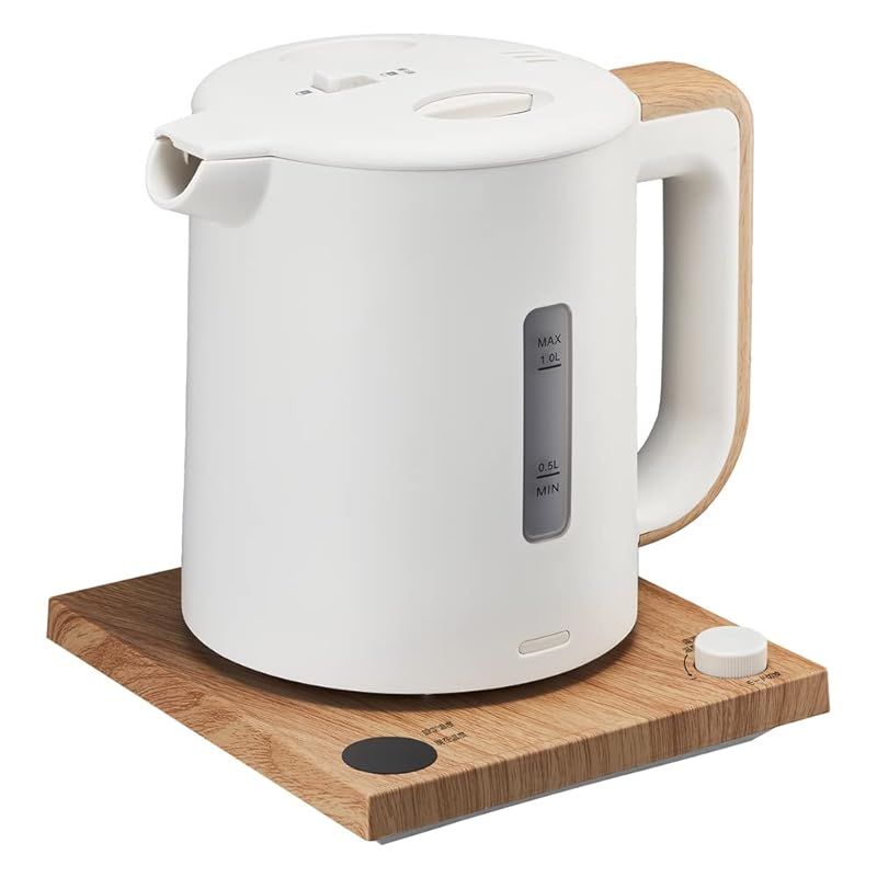 即納：ドウシシャ 電気ケトル 温度設定できる電気ケトル 1.0L 温度調節機能 （1℃単位 50～100℃）保温機能 (設定した温度で30分）ナチュラルウッド
