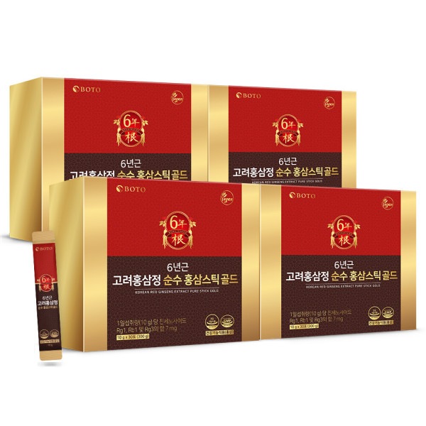 6年根 高麗 紅参井 純粋 紅参スティック ゴールド 30包 4ボックス