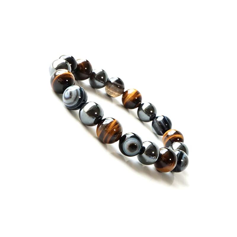 天眼石 タイガーアイ ヘマタイト ブレスレット 12mm パワーストーン 天然石 数珠 メンズ アク