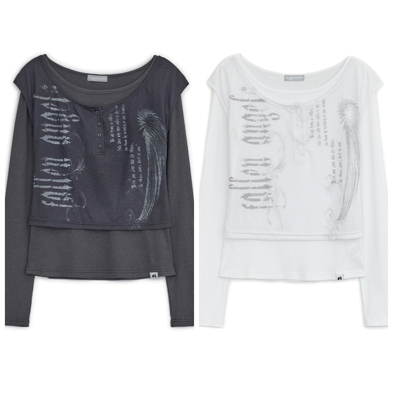 【HUGYOURSKIN】 FALLEN ANGEL LAYERED TOP : 2COLORS