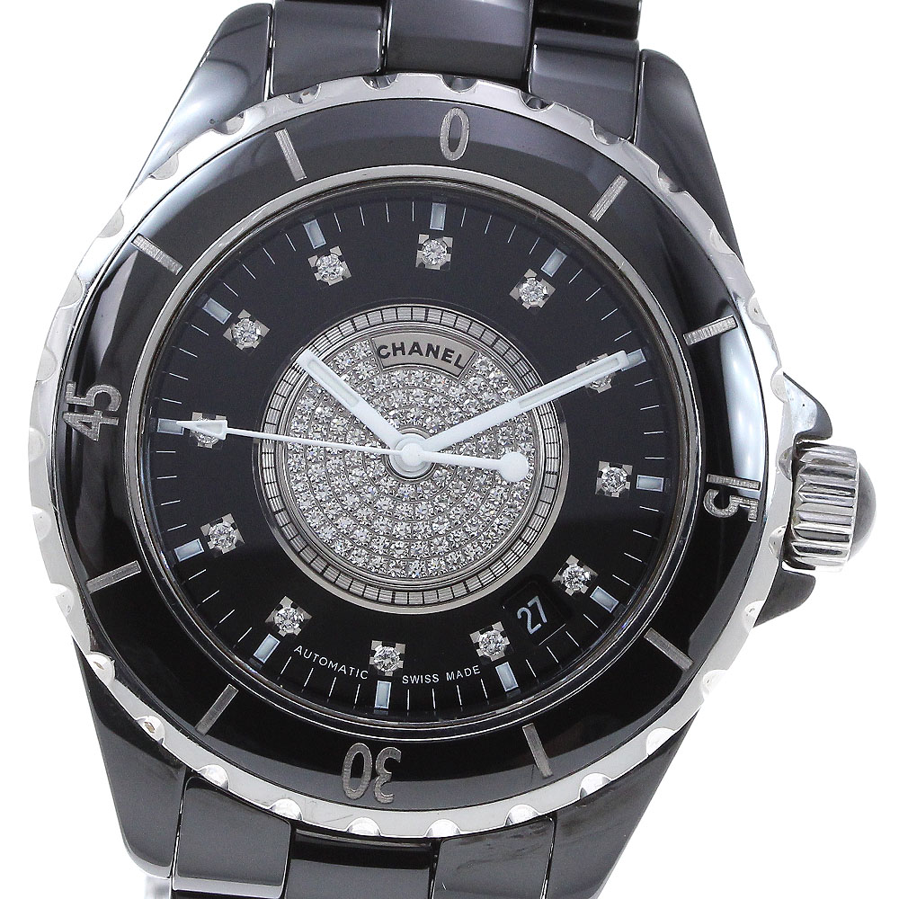 シャネル CHANEL H1757 J12 黒セラミック センターダイヤ 自動巻き メンズ _821623【中古】