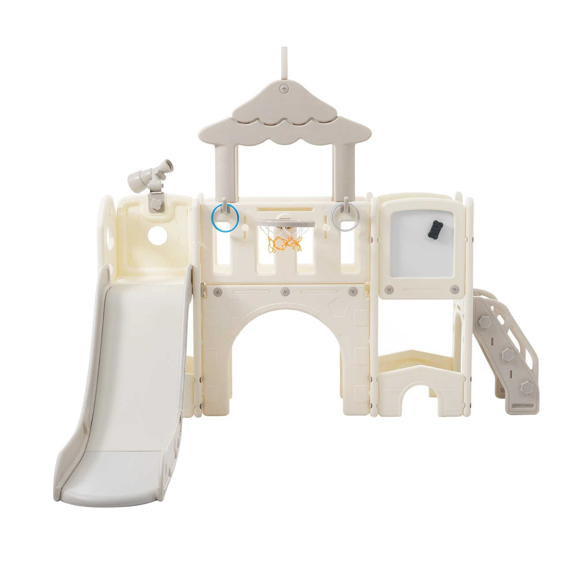 【国内発送A】【グレー×ホワイト】2025新作 すべり台 キャッスル 大型遊具 すべりだい スライダー 室内 遊具 バスケットゴールGG8608 Grey+White PolypropyleneG15