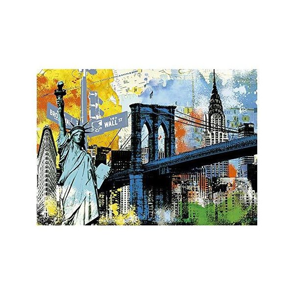 Puzzle Painted Collection Jigsaw New York Famous Landmark Building- Large Wooden Toy Abstract Colorf