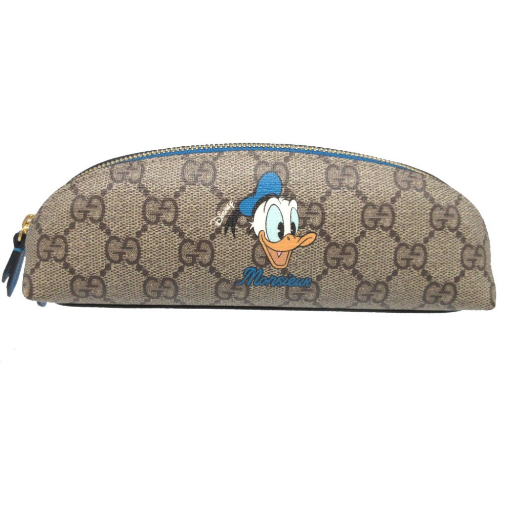 未使用品 筆箱 ドナルドダック ディズニーコラボ 662129 ペンケース GGスプリーム/レザー/GGスプリーム ベージュ 0988【中古】 レディース