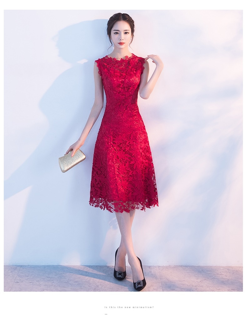 ブライダルラウンドネックオールレースドレス