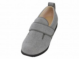 徳武産業 あゆみシューズ 介護靴 施設用 ダブルマジックII ヘリンボン 5E グレー 片足/左3Lサイズ 7023