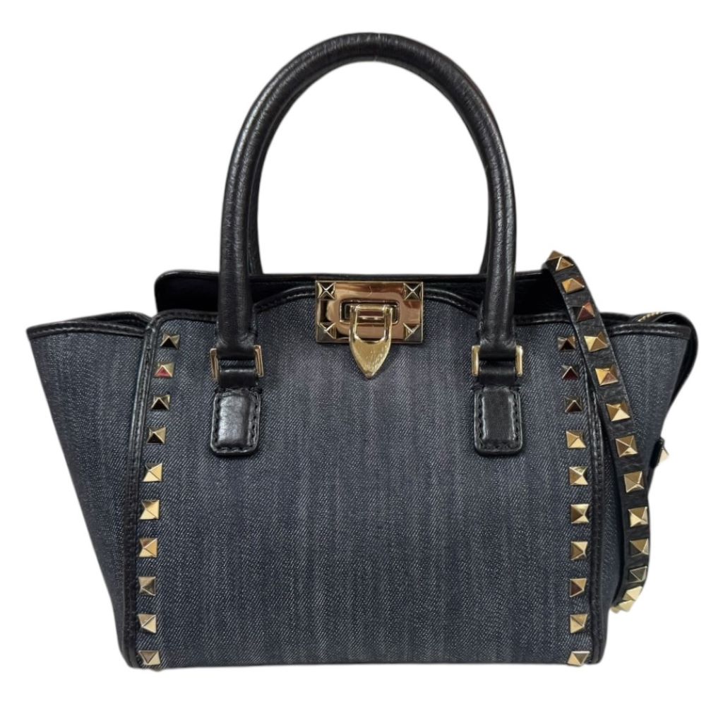 ヴァレンティノ ロックスタッズ ミニ ショルダーバッグ デニム KW2B0856DEA ネイビー VALENTINO 中古