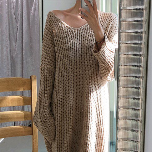 【取寄：納期2週間】ニットワンピース レディース ロング ざっくり 韓国 オルチャン 秋冬 大きいサイズ セーター ニットワンピース レディース ロング ざっくり 韓国 オルチャン 秋冬 大きいサイズ