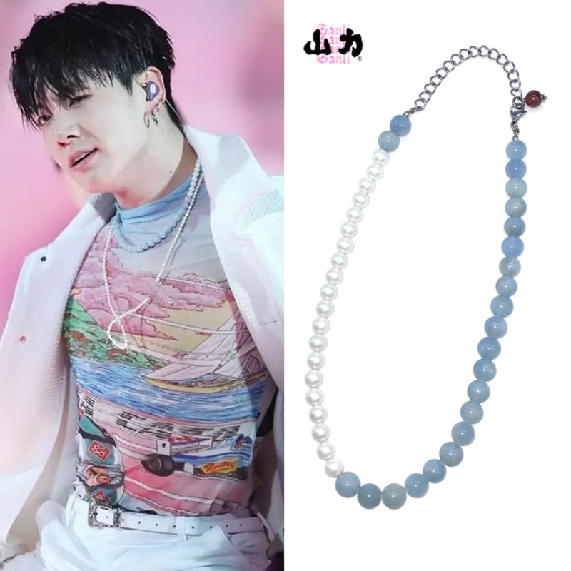 btsジョングク着用 [SANLI] アクア パールネックレス