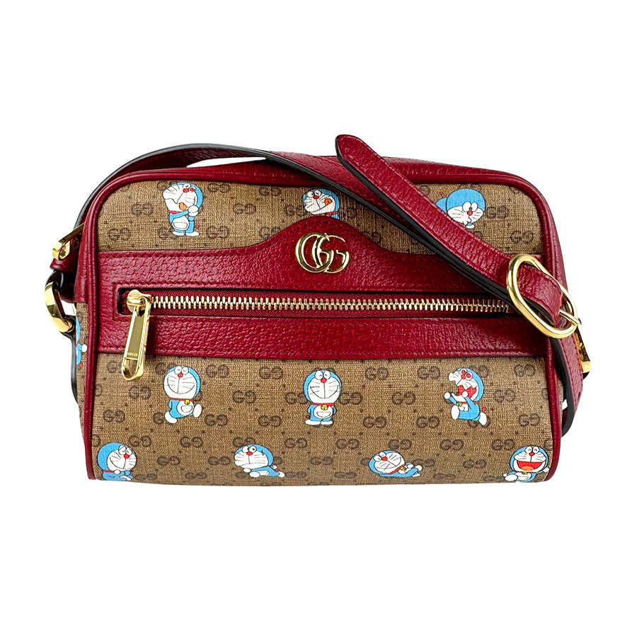 グッチ GUCCI 斜め掛けショルダーバッグ GUCCI x DORAEMON PVC/レザー ブラウン/ブルー/バーガンディ ゴールド ユニセックス 647784 z5904