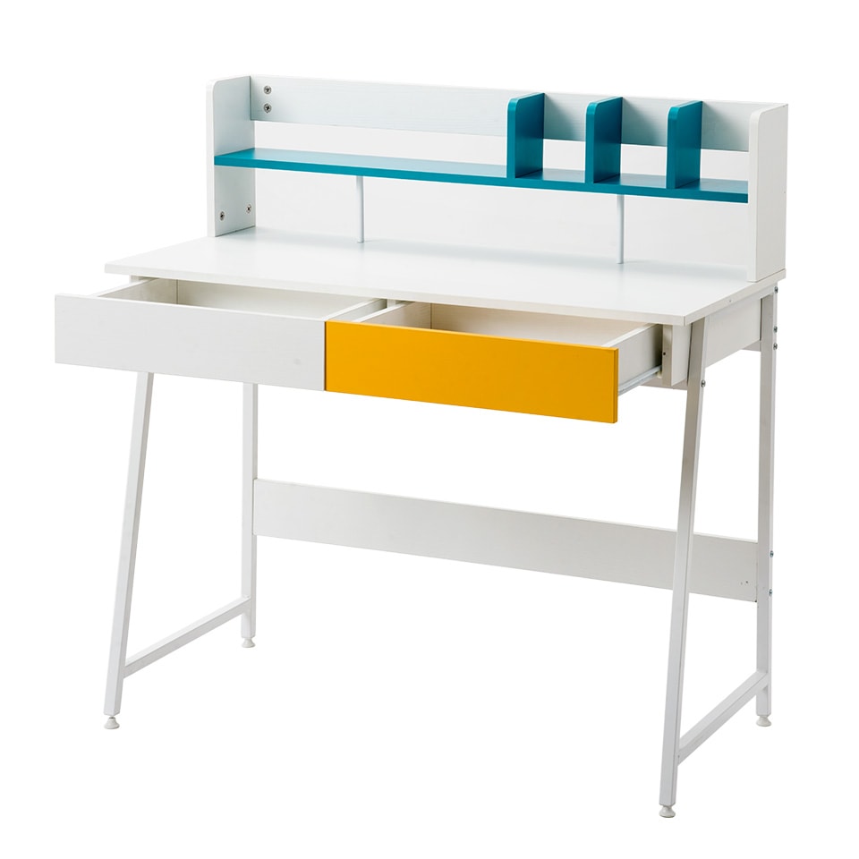 【人気商品】【ホワイトミックス】パソコンデスク 引き出し付き　収納台　ミシン台 学習机 勉強机