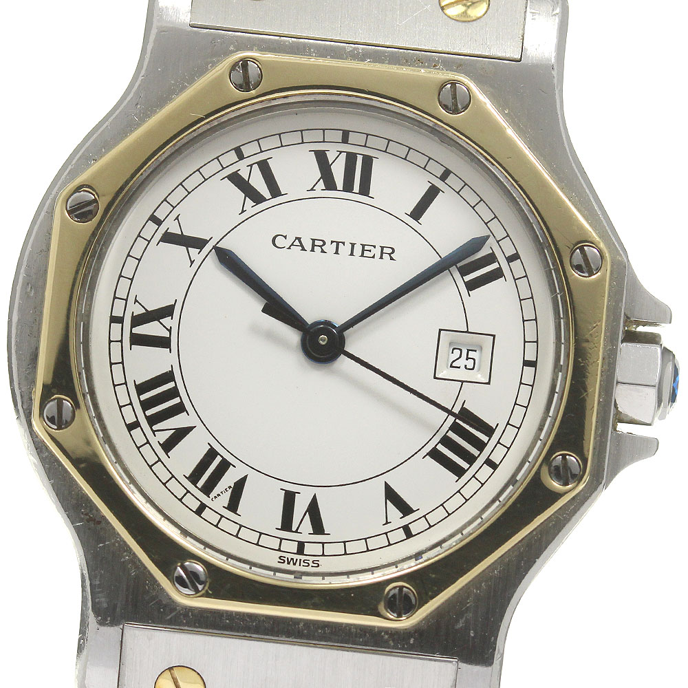 カルティエ CARTIER サントスオクタゴンLM 観音バックル 自動巻き ボーイズ _843241【中古】