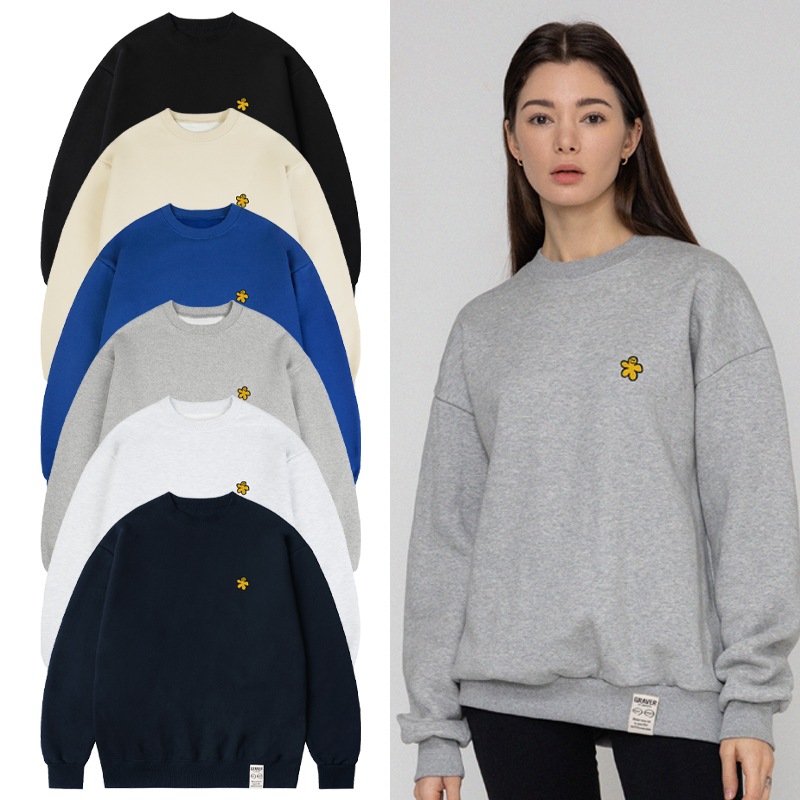 [UNISEX]Yellow odd flower embroidery sweatshirt_6color