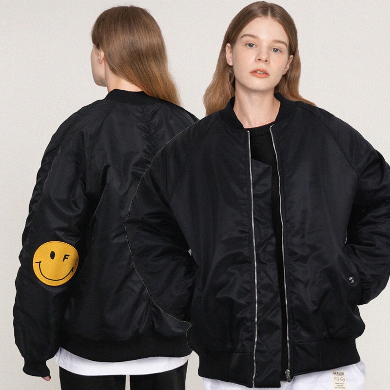 [UNISEX]Elbow embroidery dot smile air jumper MA-1