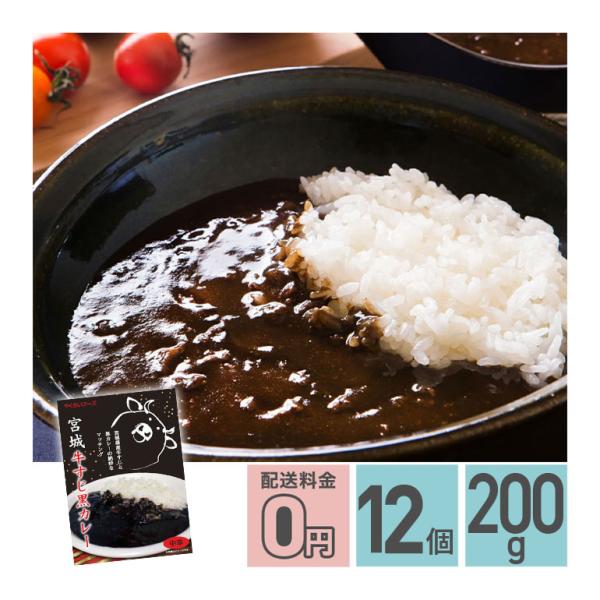 宮城牛すじ黒カレー 中辛 200g 12箱セット　レトルトカレー 牛すじ 牛肉 スパイス