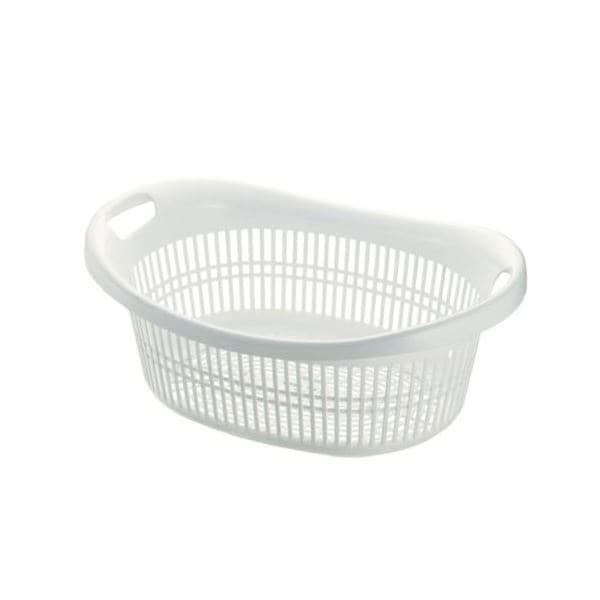 （まとめ） 脱衣かご/ランドリーバスケット ホワイト 持ち手付き 抗菌効果 銀イオン配合 シンプルイズム 18個セット