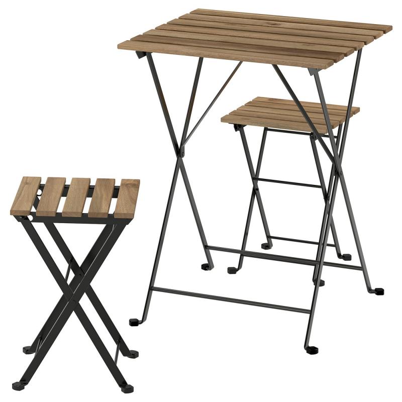 TARNO テルノー テーブル＆スツール2台 屋外用 - 折りたたみ式/折りたたみ式 55x54cm
