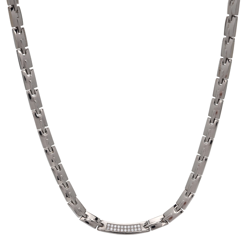 磁気ネックレス 純チタン CZ [n698]