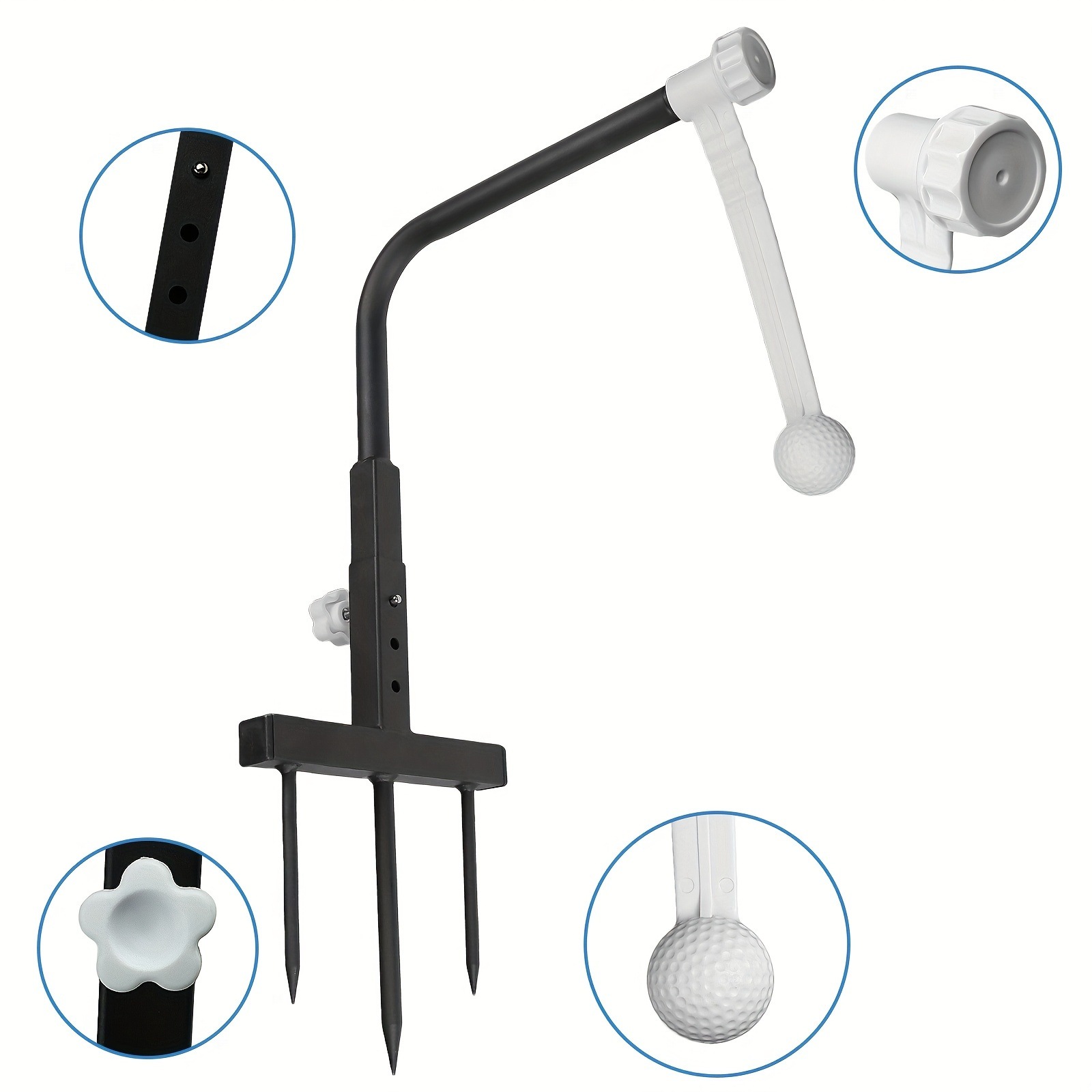 ゴルフスイングトレーナー - 高さ調整機能と交換用ボール付きの耐久性鉄製練習補助具初心者からプロまで完璧