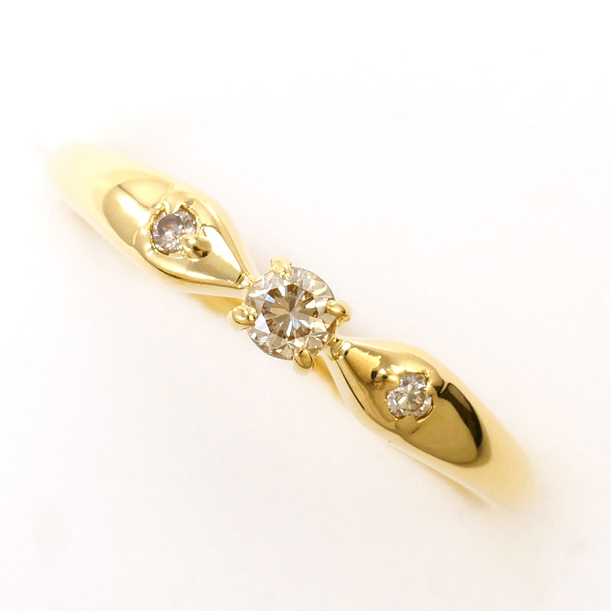 K18 18金 YG イエローゴールド リング・指輪 7号 ダイヤモンド 0.10 ct 総重量約1.4g 中古