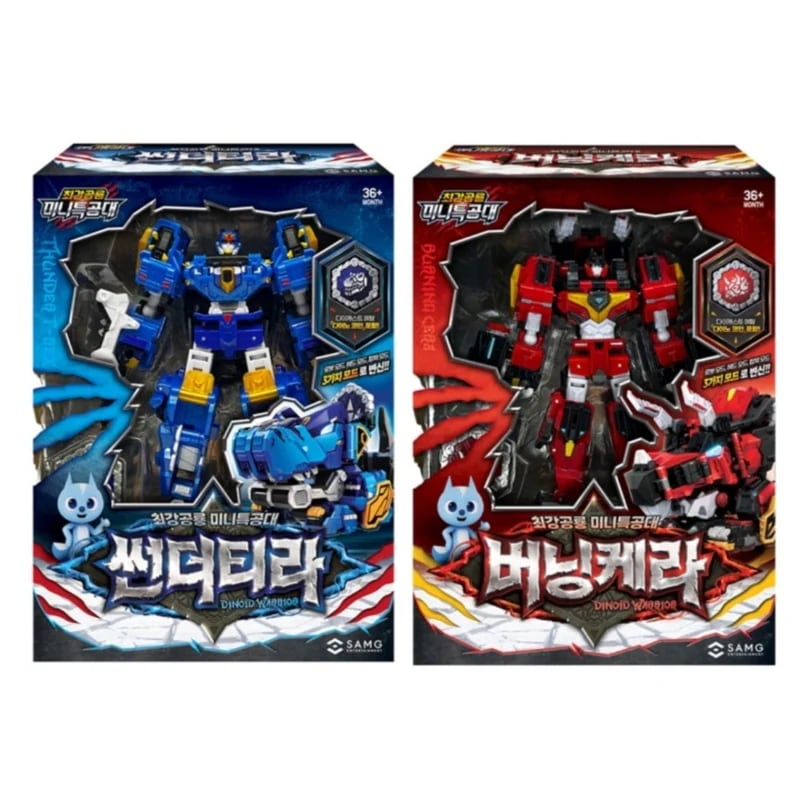 ミニ特攻隊/最強恐竜/ダイノイド ウォリアー/コレクション/バーニングケラ/サンダーティラ/三段変身/ロボット/レクスカイザーのパーツ/ブルー/ヘッドボット/ヘッド変身/変身ロボット/正品