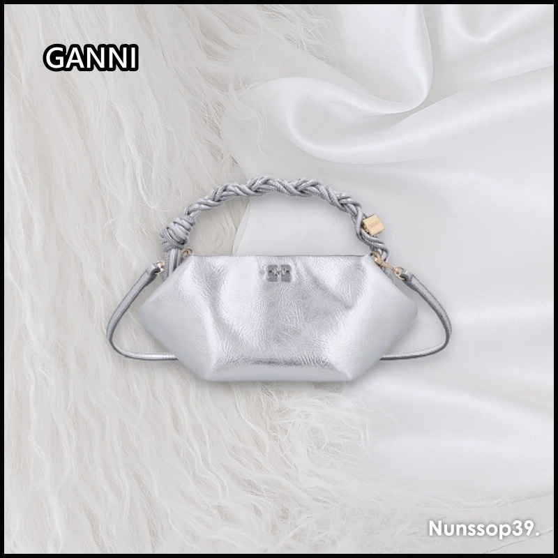 GANNI A6595 018 ミニガニブ メタリック クロスバッグ