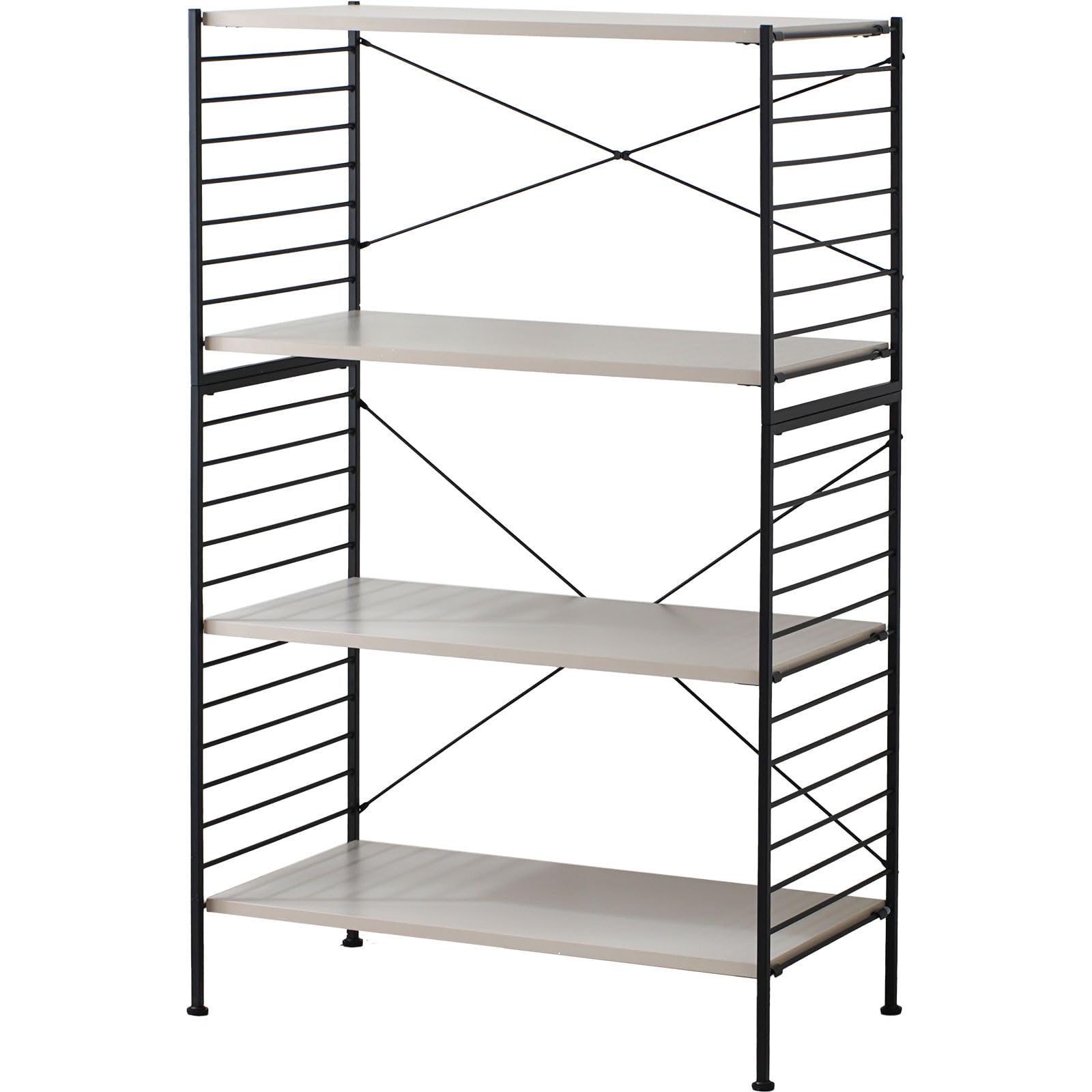 ワイエムワールド おしゃれ スチールラック 4段ラックタイプ ジュリオ 00-100232 グレージュブラック