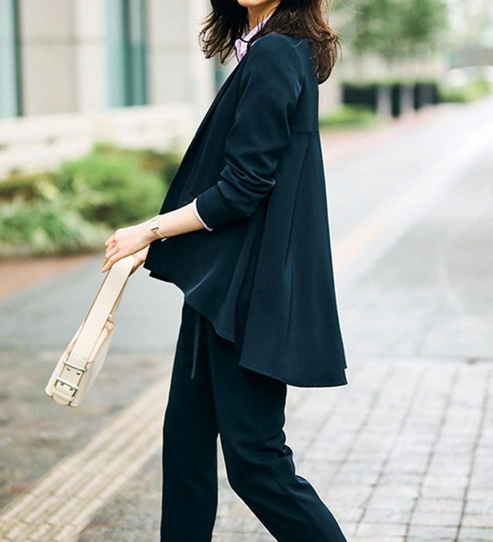 [最安値挑戦]！【2点セット】 フレアーシルエットジャケットセットアップ レディース 秋 スーツ セットアップ 点数セット M-3L