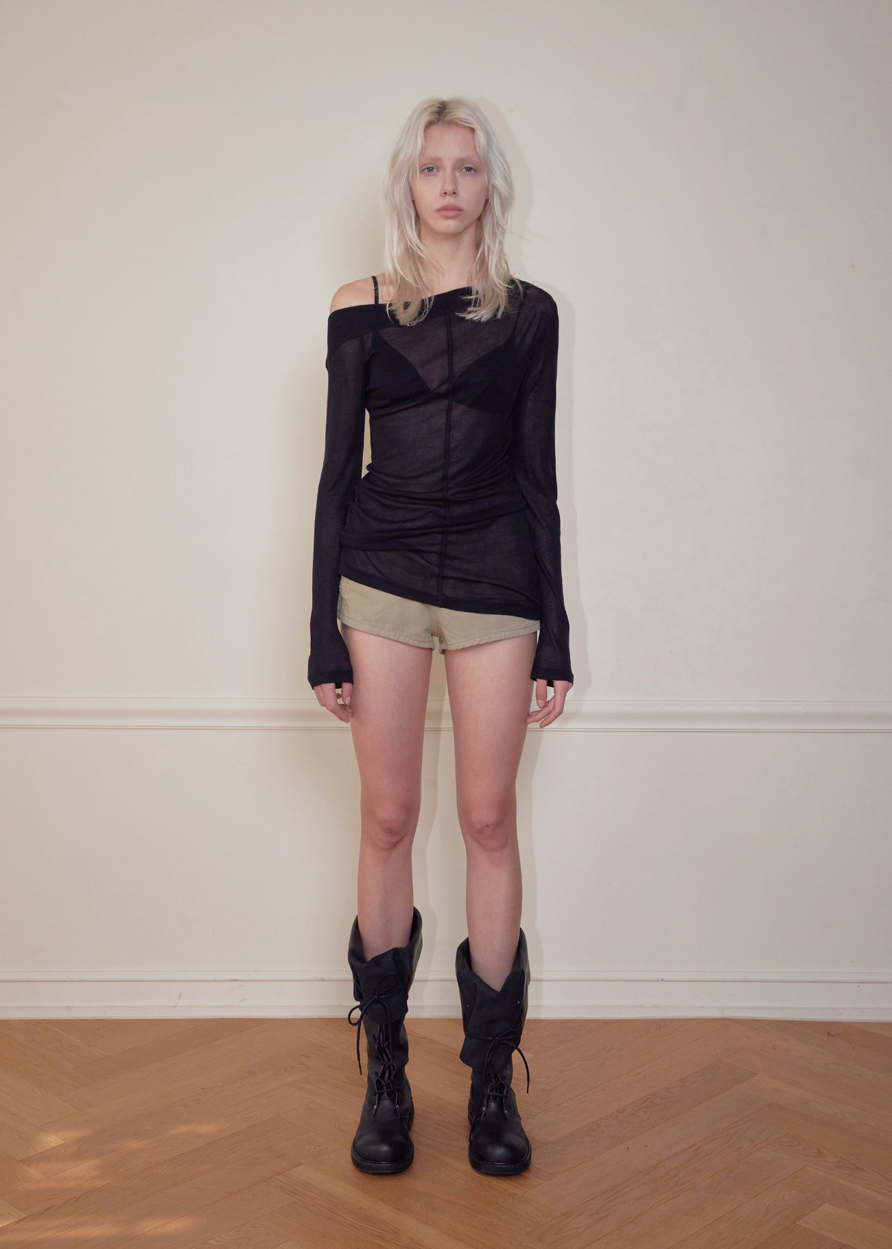 【bohemseo】 [2ND] SLICK OFF SHOULDER T, BLACK ショルダーバッグ 正規品