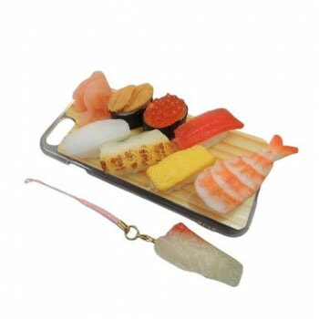 日本職人が作る 食品サンプル iPhone7ケース/アイフォンケース　ミニチュア寿司　ストラップ付き　IP-709