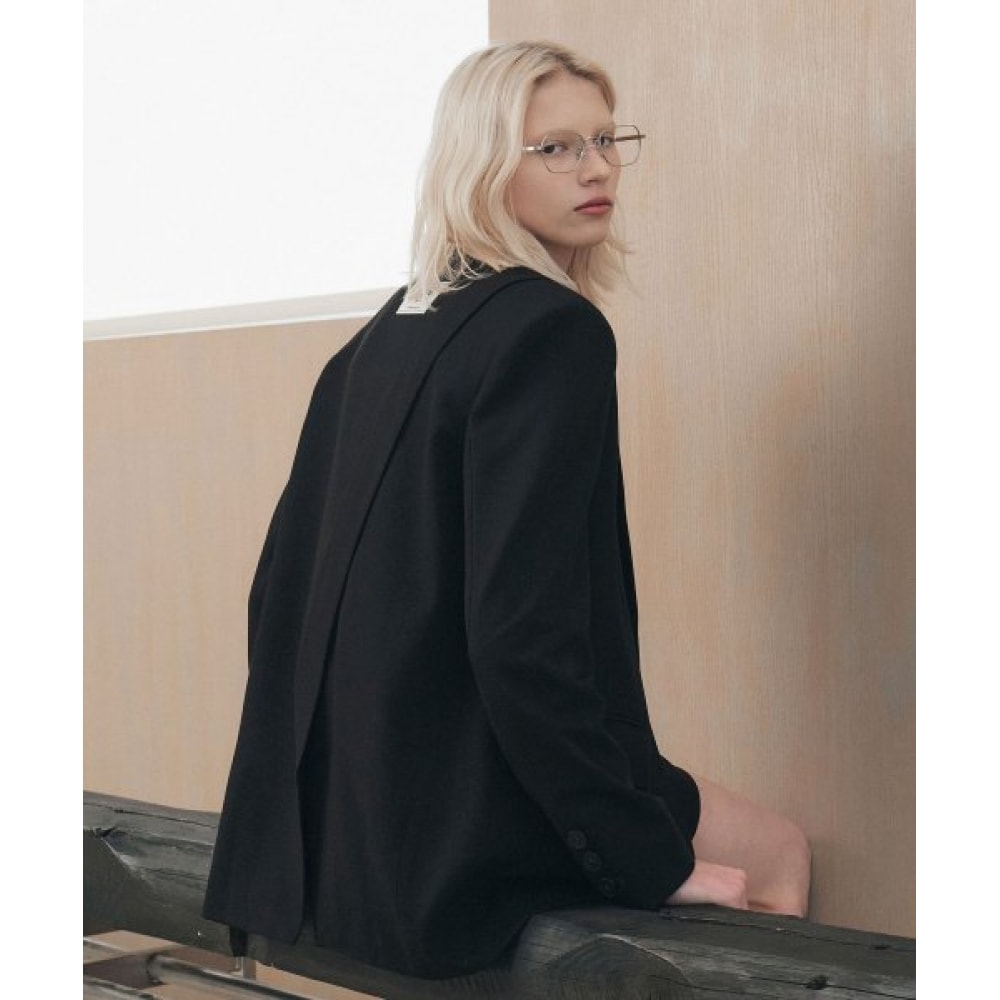 CITY BREEZE ルーズフィットベベルカットシングルジャケット_ブラック