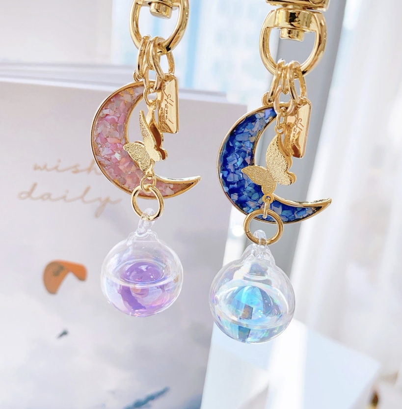 [韓国正規品] [ハンドメード] [クリスタル螺鈿] ウォーターボールキーリング