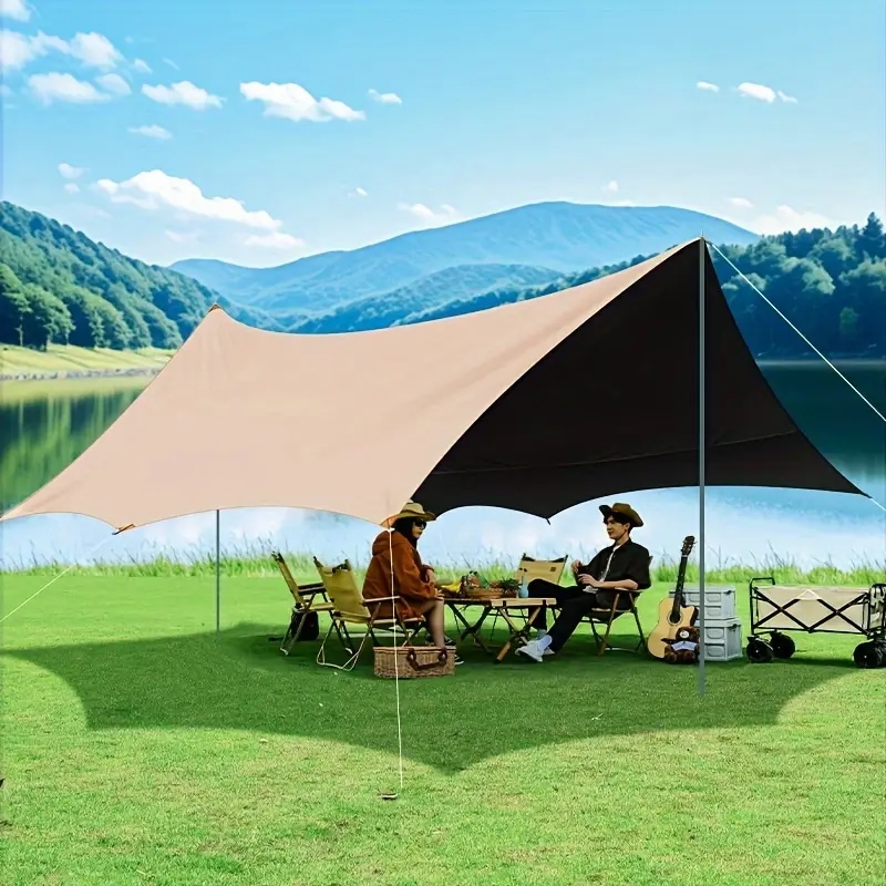 ブラックラバー八角形バタフライキャノピーテント屋外用ポータブル大型キャンプ用品キャンピング・ピクニックビーチ日除け