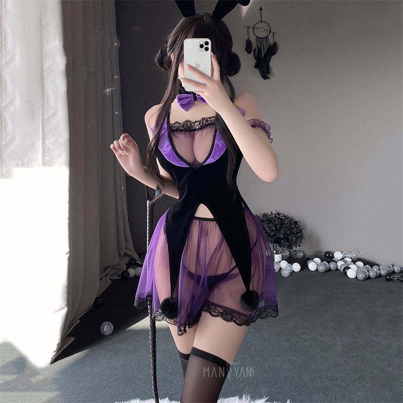 ハロウィン 今 短纳期 魔法バニーガール 可愛い レース シースルー コスプレ セクシーランジェリー