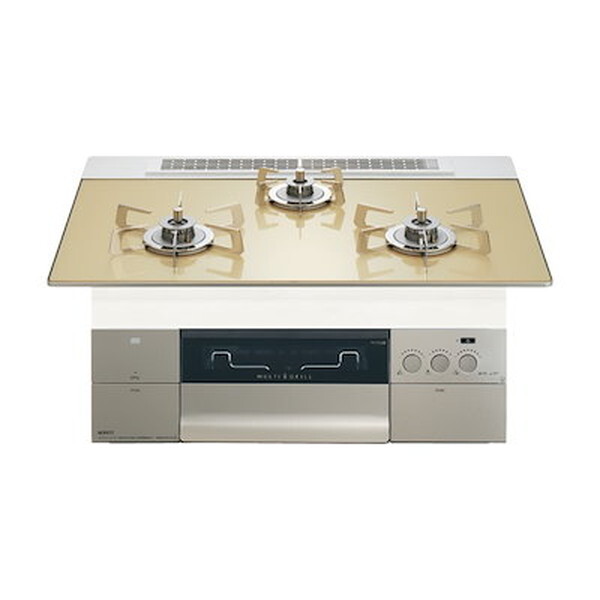 N3S23PWASFSTESC-LP シャンパンゴールドガラストップ プログレ ビルトインガスコンロ (プロパンガス用・3口・幅75cm)