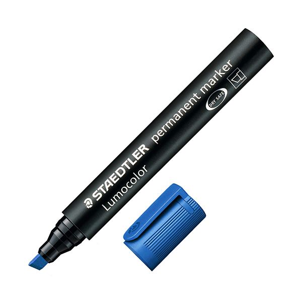 (まとめ) ステッドラー 油性マーカー ルモカラー太書き斧型 B(2.0~5.0mm) ブルー 350-3 1セット(10本) (×3セット)