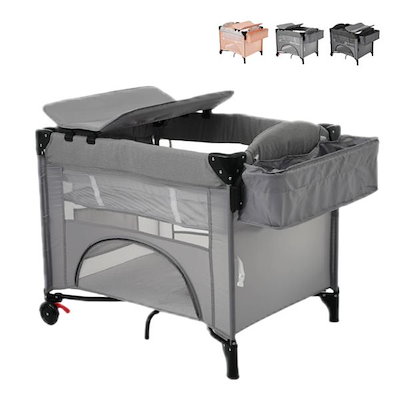 ベビーベッド 折りたたみ ベビーサークル おむつ替えテーブル付 お昼寝マット