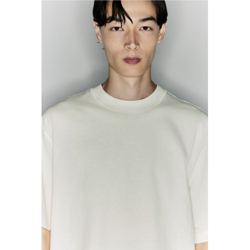 H&M ボクシーフィットウォッシュ T シャツホワイト
