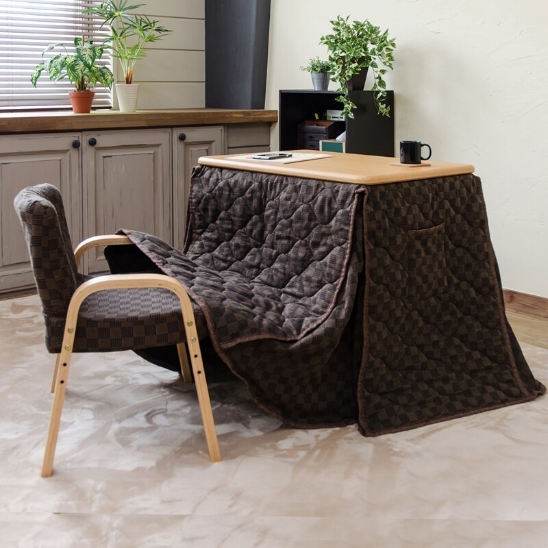 こたつテーブル コタツ 椅子掛布団付き3点セット デスク おしゃれ ナチュラルモダン 机 木目 省エネ300Wヒーター 幅70cm