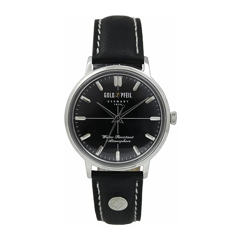 [GOLD PFEIL] ゴールドファイル 腕時計 G21010SB メンズ ブラック シルバー ヴィンテージ フォーマル ビジネス