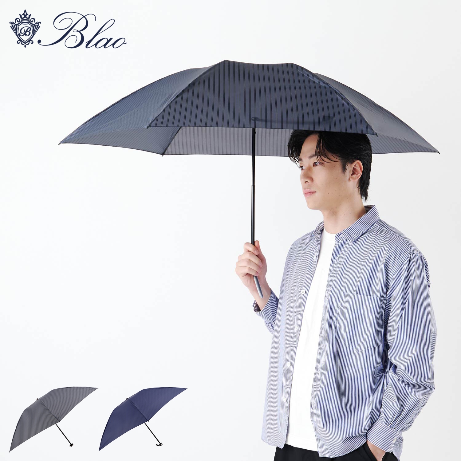 折りたたみ傘 雨傘 メンズ 軽量 コンパクト クイックオープン 開閉が楽 グレー ブルー 1BA 18604