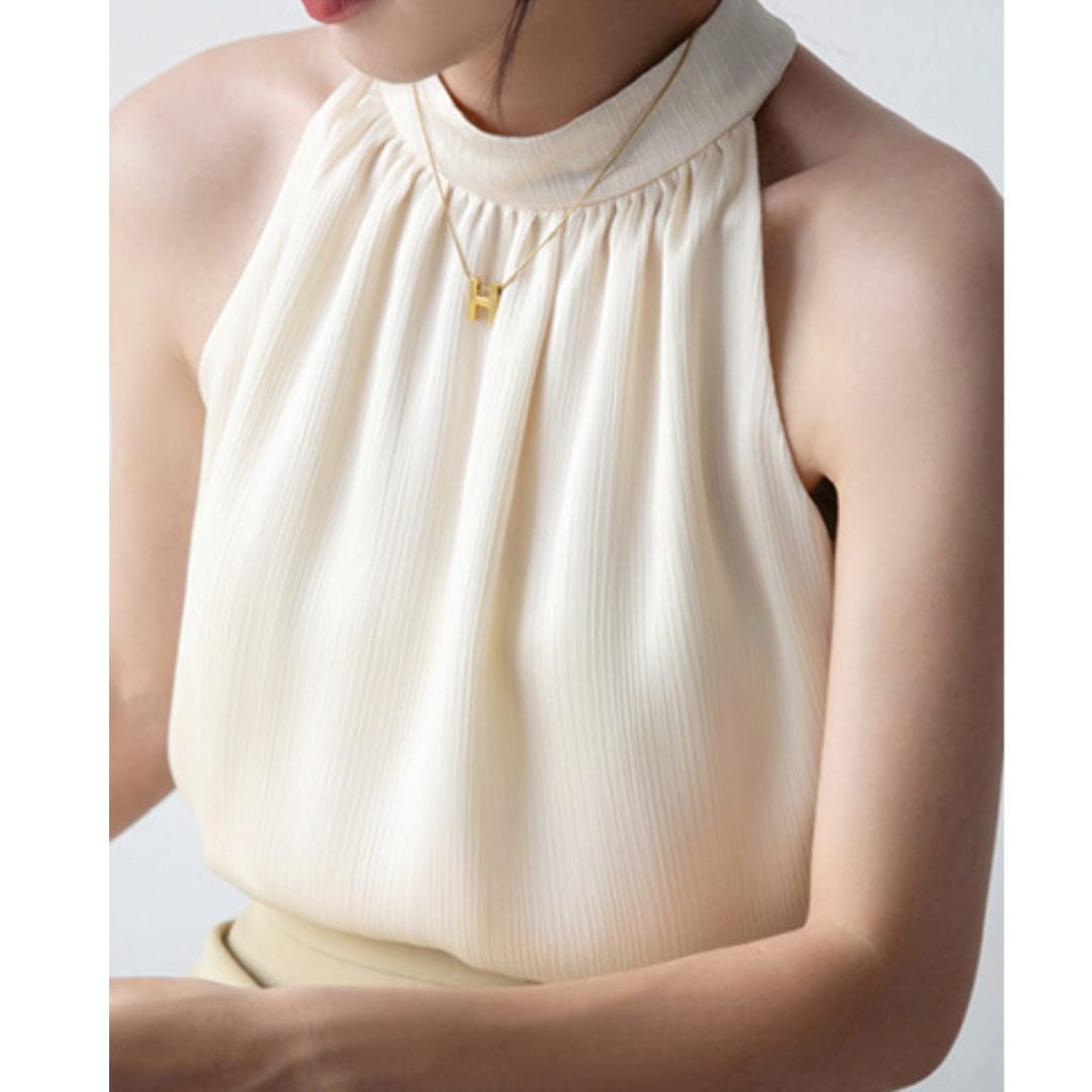 ホルターネックブラウス シフォンブラウス ノースリーブ 大人 黒 白 韓国 レディース オルチャン トップス 可愛い 個性的 大人 かっこいい きれいめ 高級感 高見え おしゃれ お洒落